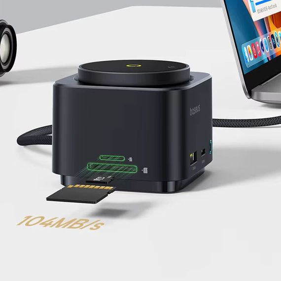 БЗП+HUB Baseus MagPro Series II 7-in-1 (USB-C to HDMI 4K 60Hz+2USB-А+2C+1SD/TF) (B000729001) Cosmic Black | Зображення 3
