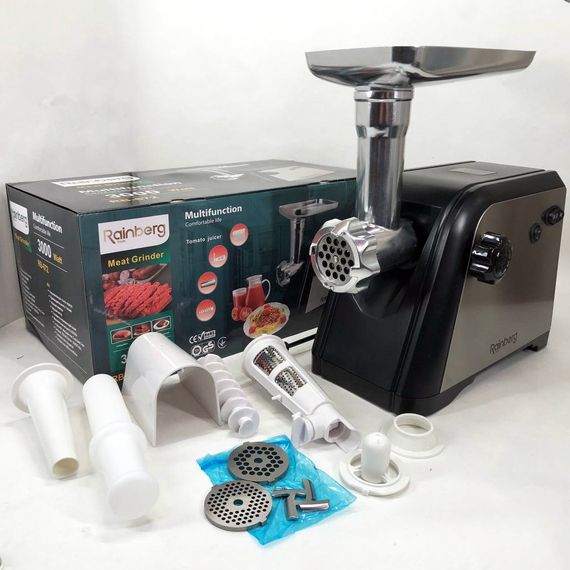 Электромясорубки для дома для бара Rainberg RB-672 3000W, Электрическая мясорубка с насадкой-кеббе HB-59 | Зображення 4