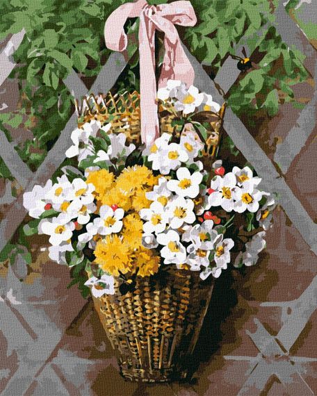Картина за номерами "Плетений кошик з квітами" KHO2097 40х50