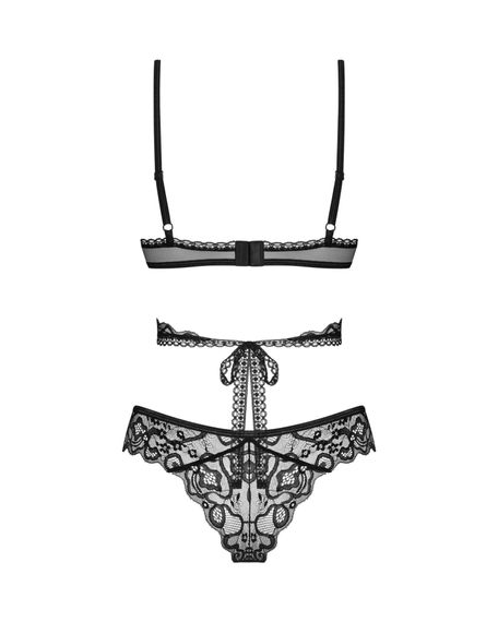 Комплект Obsessive Blomentis 2-pcs set, XL/2XL, мереживний, ліф із зав’язками на спині, трусики-сліпи | Зображення 3