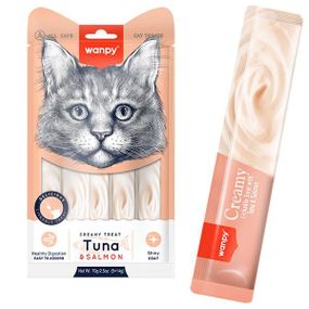 Wanpy Creamy Lickable Treats Tuna & Salmon ванпи тунец с лососем жидкое лакомство для котов