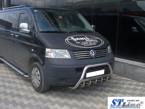 Кенгурятник WT003 (нерж) 60мм, с надписью для Volkswagen T5 Caravelle 2004-2010 гг | Зображення 5