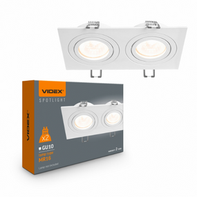 LED Світильник врізний під лампу 2*GU10 білий VL-SPF23S-W Videx