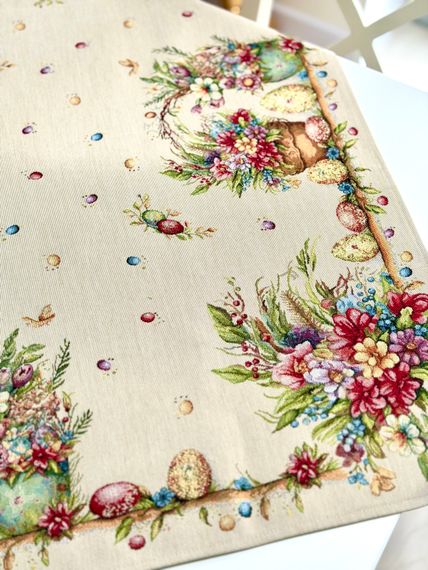 Скатертина гобеленова DAMIRA LUREX Limaso, 97х100, Квадратна, Великодній, Золотий люрекс, 60% поліестер, 24% бавовна, 16% акрил, Гобелен | Зображення 5