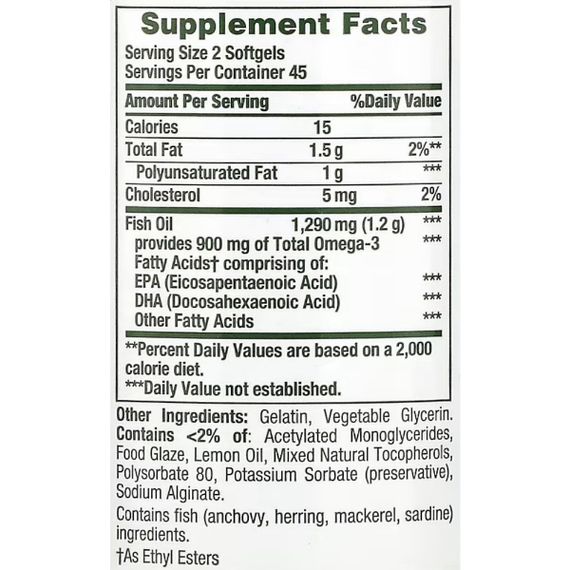 Омега 3 Nature's Bounty Mini Fish Oil 1290 mg Odor-Less 90 Caps | Зображення 1