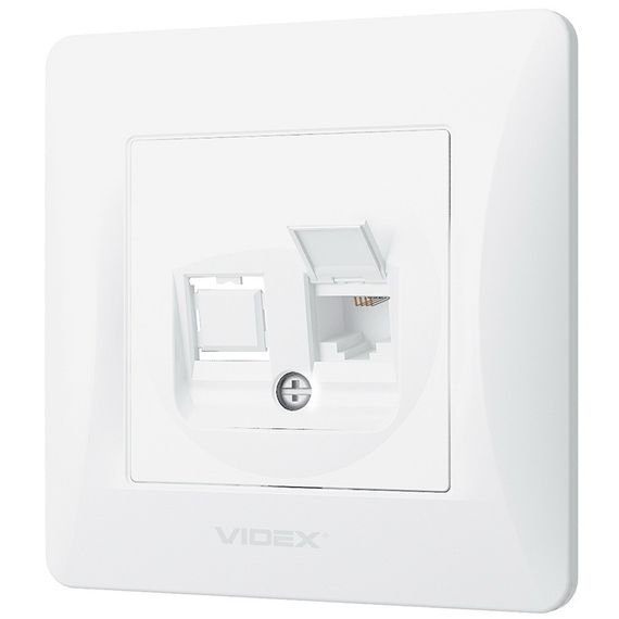 Одинарна телефонна розетка CAT3 VIDEX BINERA VF-BNSK1TF3-W біла