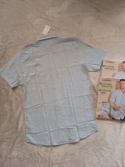 Сорочка льон/бавовна з коротким рукавом L | Зображення 1