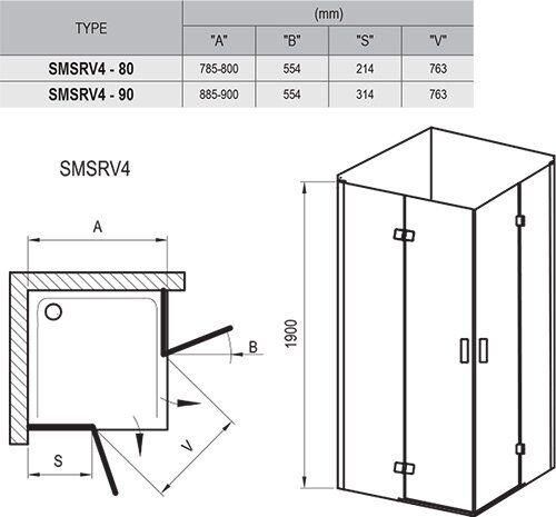 Душевая кабина Ravak Smartline SMSRV 4- 90 Хром Transparent | Зображення 6