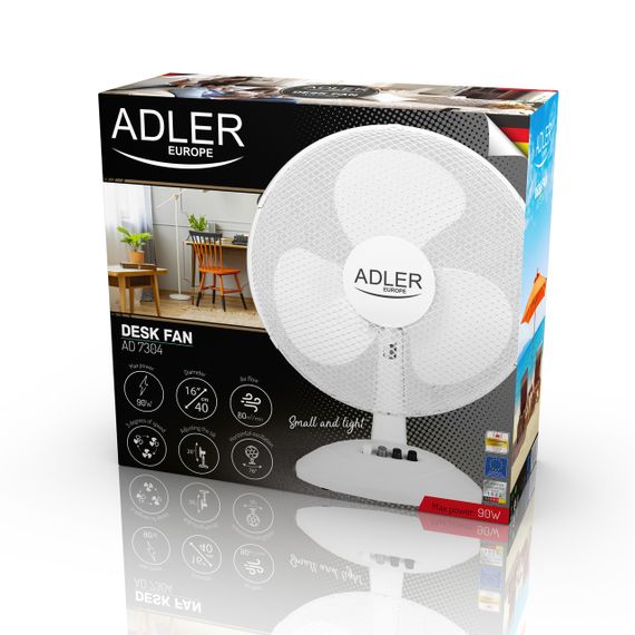 Вентилятор настільний Adler AD 7304, 40 см, 90 Вт, 3 швидкості, з поворотом і нахилом | Зображення 9