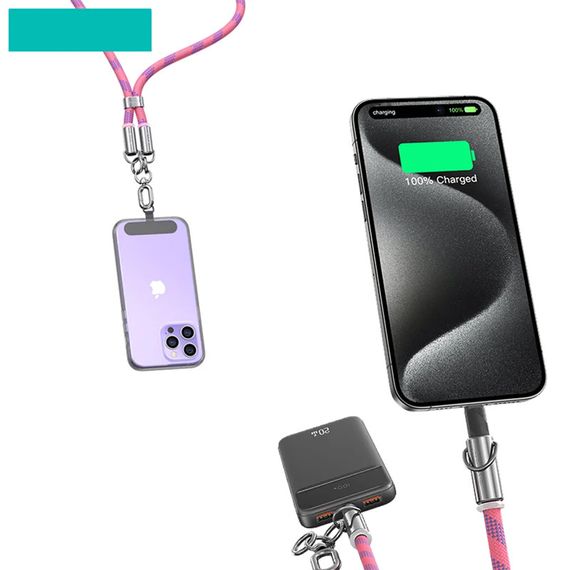 Дата кабель-шнурок Usams US-SJ745 Type-C to Type-C 60W (1.2m) Pink | Зображення 1