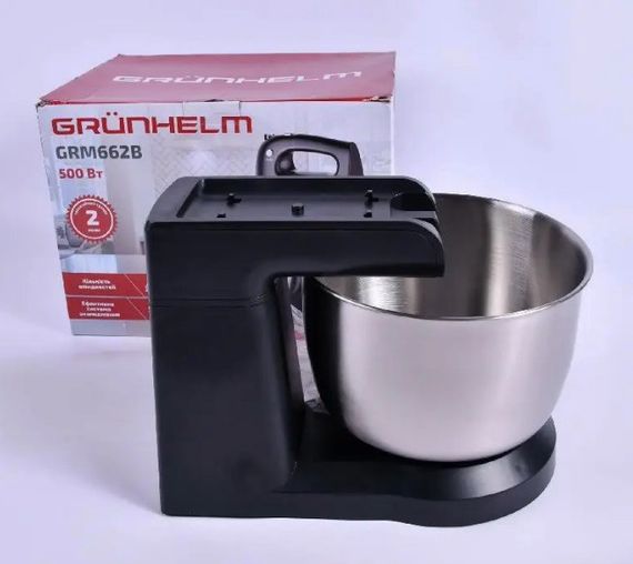 Стаціонарний ручний міксер Grunhelm GRM662B 500 Вт 3.5 л 5 швидкостей із металевою чашею | Зображення 1