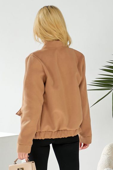 Бомбер женский искусственный кашемир, цвет темно-бежевый, 257R325 | Зображення 2