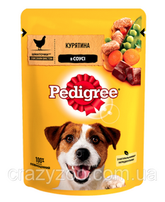 Вологий корм для собак Pedigree з куркою та овочами в соусі 100 г 167238