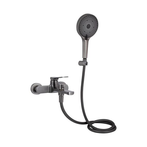 Смеситель для ванны Qtap Slavonice (c душевым гарнитуром) QTSLV259GMB48035 Gunmetal Black PVD