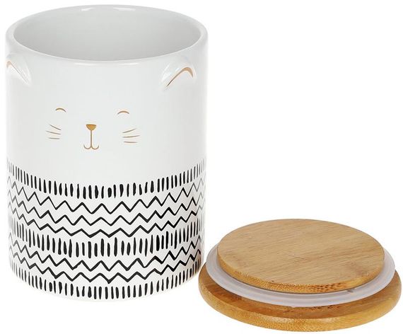 Керамічна банка для сипучих продуктів Kitti 1200ml біла | Зображення 1