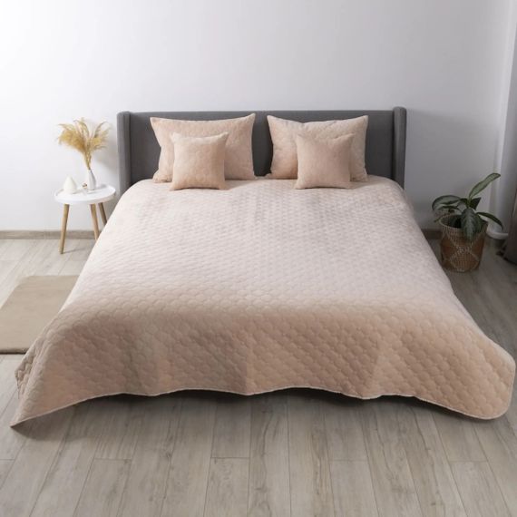 Покрывало двуспальное ТЕП Velour Ромб круглый 4-00517_22422 220х240 см пудровое | Зображення 2