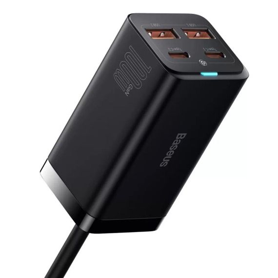 Мережевий зарядний пристрій Baseus GaN3 Pro Desktop Powerstrip AC+2U+2C 100W EU Black (With Mini White Cable | Зображення 1