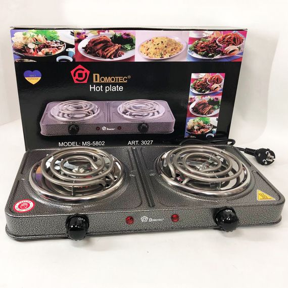 Плита домашняя Domotec MS-5802 | Комфорка электрическая | IX-990 Электроплита двойная | Зображення 3