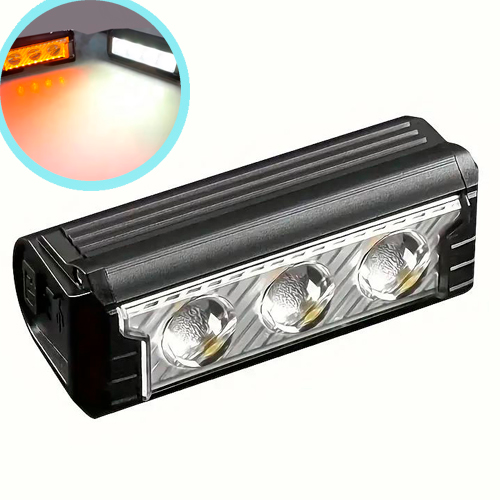 Мощный велосипедный фонарь FY-339B, 3LED, белый и желтый свет, влагозащита, АКБ Li-Ion, ЗУ Type-C | Зображення 1