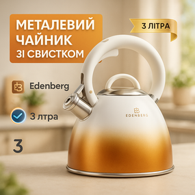 Чайник для газовой плиты 3 л литра Edenberg EB-8865 3л, Чайник нержавейка со свистком бытовой PI-23