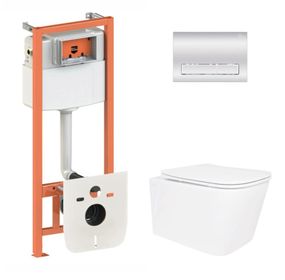 Набір Qtap Nest 4 в 1 підвісний унітаз Crow Ultra Quiet 520x360x290 + комплект інсталяції QT05335172W48199