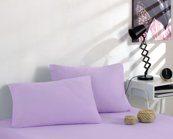 Простынь 90x200см трикотаж (джерси) на резинке с наволочками Фиолетовая | Зображення 1