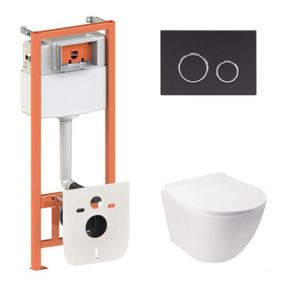 Готовое решение Qtap для ванной комнаты: подвесной унитаз Jay Ultra Quiet 485x360x320 + комплект инсталляции Nest 4 в 1 (кругла