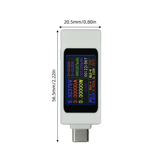 Тестер USB Type-C ZFX-1003CC цифровий вимірювач напруги та струму з TFT дисплеєм 1.06" | Зображення 6