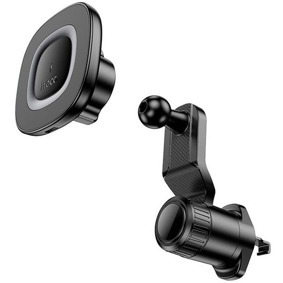 Автотримач з БЗП Hoco HW30 Crown magnetic 15W (air outlet) Black / Metal gray | Зображення 2