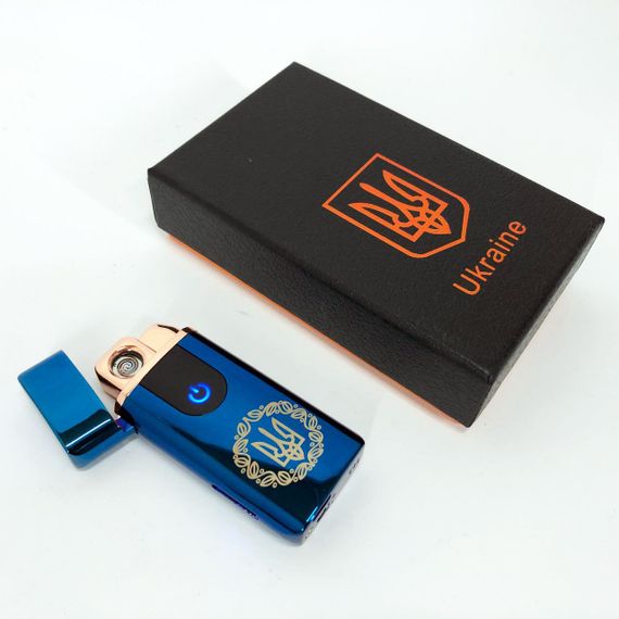 Электрическая и газовая зажигалка Украина с USB-зарядкой HL-435. IM-401 Цвет: синий | Зображення 3