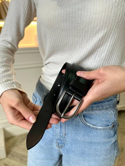 Ремень кожаный черного цвета | Зображення 1