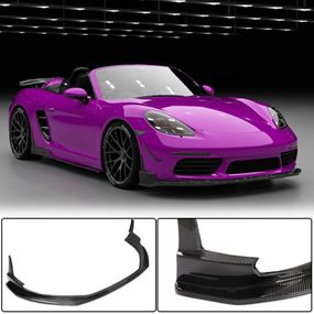 Накладка на передній бампер Lip V1 (2016-2019, карбон) для Porsche Boxster/Cayman 982 (718) 2016- рр