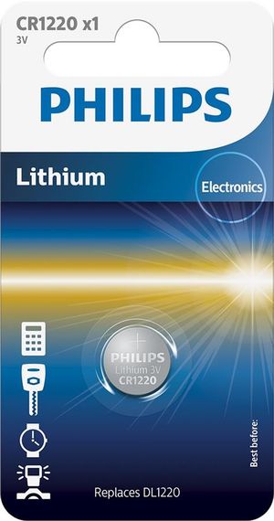 Philips Батарейка літієва CR 1220 блістер, 1 шт (CR1220/00B)