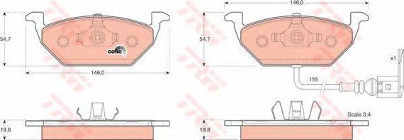 Колодка гальм. диск. AUDI A3, SEAT, SKODA, VW передн. (вир-во TRW) TRW GDB1386 на SEAT IBIZA V (6J5, 6P5)