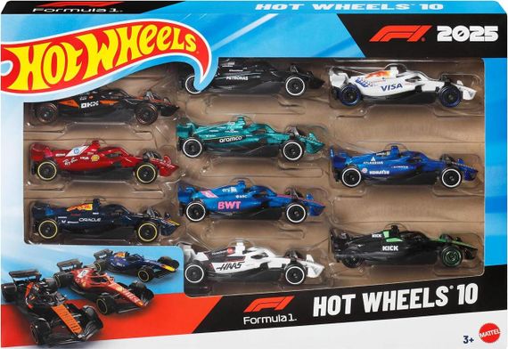 Набір із 10-ти машинок Hot Wheels Formula One Хот Вілс Формула 1