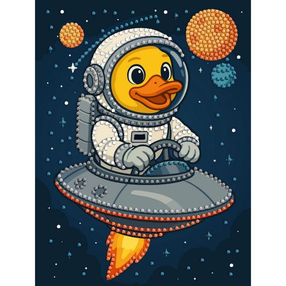 Алмазна мозаїка з частковою викладкою "Качка в космосі" ©art_selena_ua AMV1202, 15х20 см
