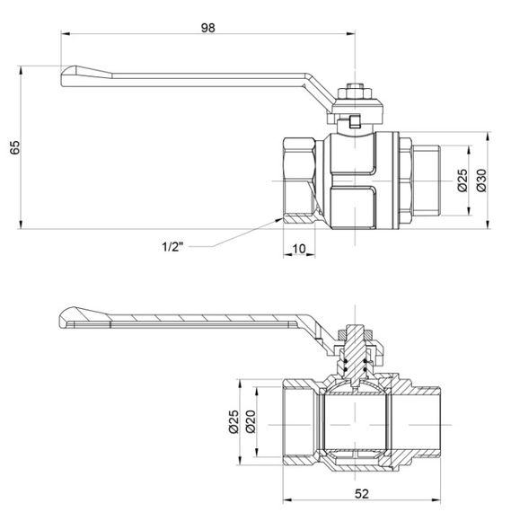 Кран кульовий Icma 1/2" прямий №350 (87350AD11) | Зображення 1
