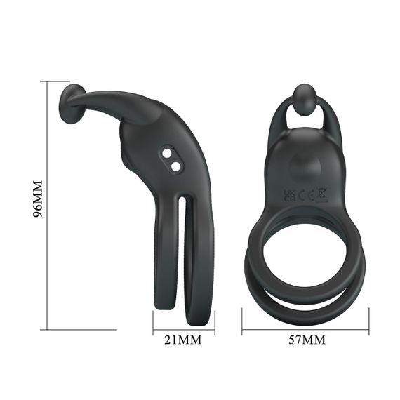 Кільце ерекційне Pretty Love - Goodwin Vibrating Double Penis Ring, BI-210222 Sex Aura | Зображення 6