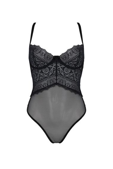 Боді Passion KERRIA BODY black, S/M, з високими вирізами та верхом балконет | Зображення 2