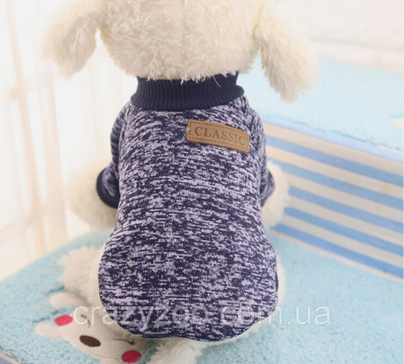 Кофта для собак та котів EcoToys Black Blue M ряба темно-синя A: 30 см B: 37 см C: 24 см 7119 | Зображення 9