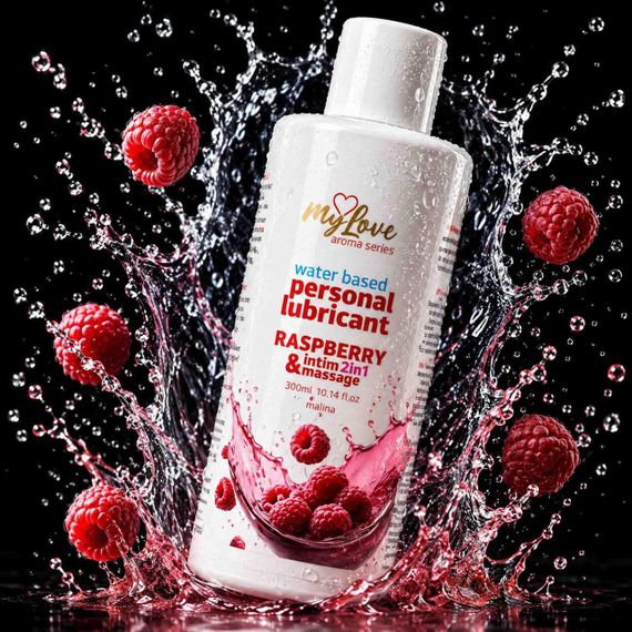 2в1 лубрикант та масажний гель - MyLove Aroma Series Intim&Massage Raspberry, 300 мл Sex Aura | Зображення 1