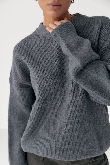 В'язана тепла однотонна кофта - сірий цвет, ONE SIZE (є розміри) | Зображення 3