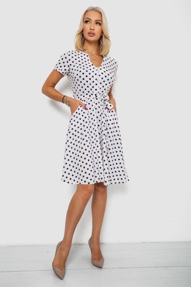 Платье софт с принтом в горох, цвет белый, 230R0032-2 | Зображення 1