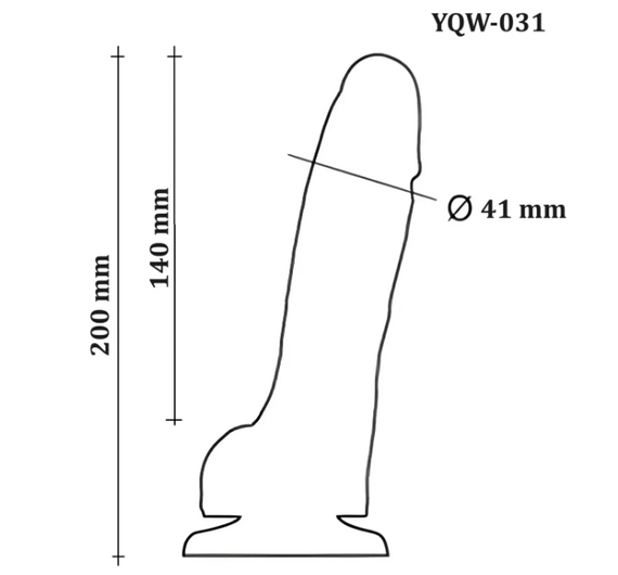 Большой фаллоимитатор с мошонкой на присоске OYO - Dildo Double Layer Silicone YQW-031 (длина 20 см, диаметр 4.1 см) Sex Aura | Зображення 5