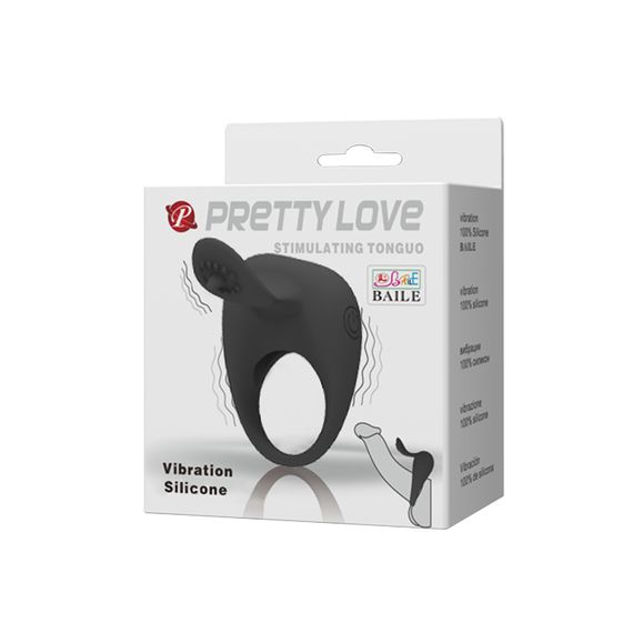 Ерекційне кільце - Pretty Love Stimulating Tonguo Penis Ring Black | Зображення 8