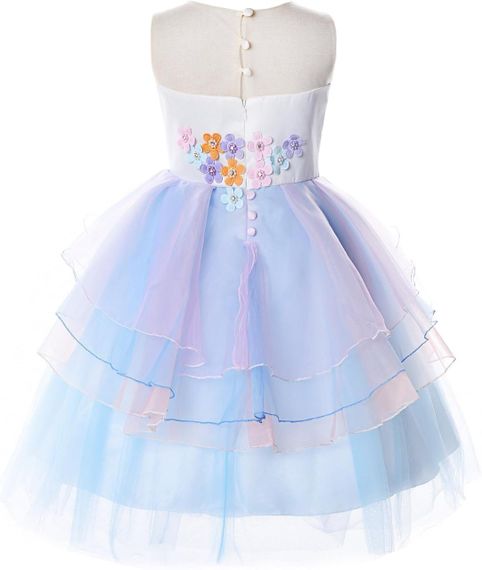 Сукня Єдинорога для дівчинки 4–5 років 110см, святкова блакитна з квітками та обʼємною спідницею для Дня народження, фотосесій | Зображення 1