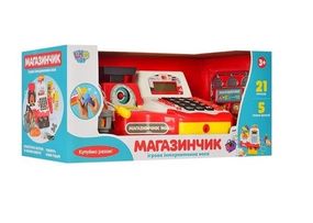 Касовий апарат 7162-1 UA LimoToy мікрофон, ваги, калькулятор, сканер, продукти, звук, в коробці (6903317126293)