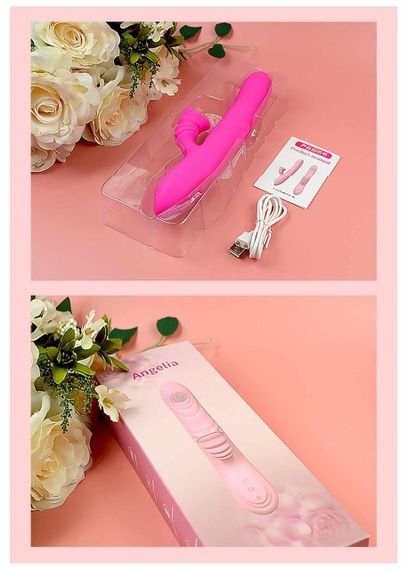 Вібратор Angelia USB 3 functions of thrusting / 20 vibrations Pink Sex Aura | Зображення 6