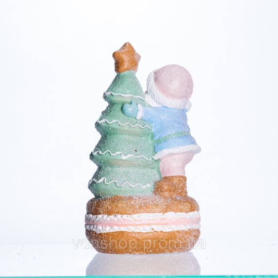 Новорічна декоративна фігурка з підсвіткою 11.5×9×20 см Новорічний декор Санта-Клаус з ялинкою з порцеляни CR-6-9 | Зображення 3