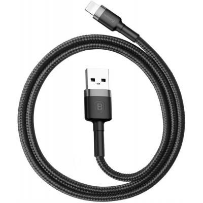 Дата кабель USB 2.0 AM to Lightning 1.0m Cafule 2.4A gray+black Baseus (CALKLF-BG1) | Зображення 2